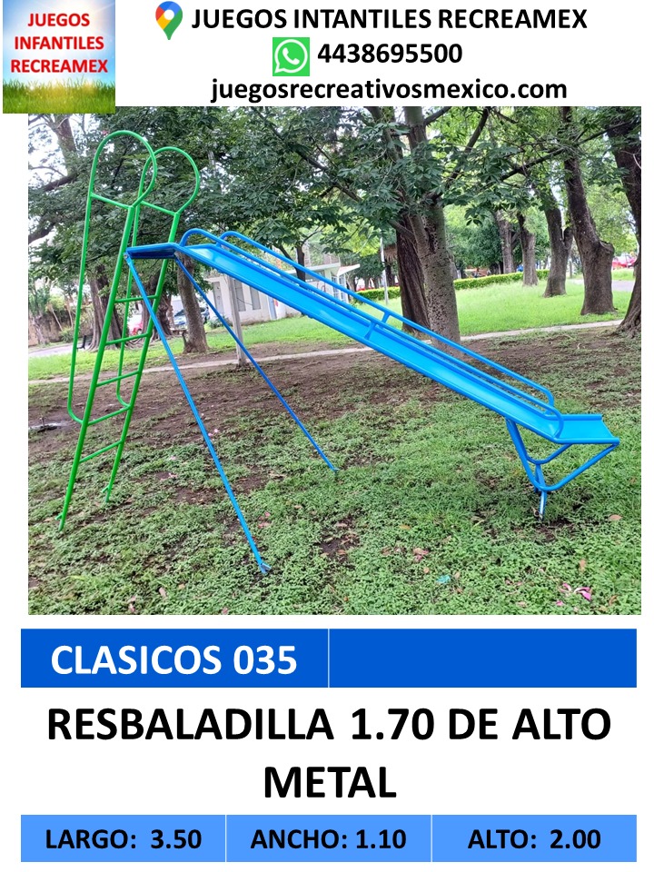 resbaladilla de metal 1.70m